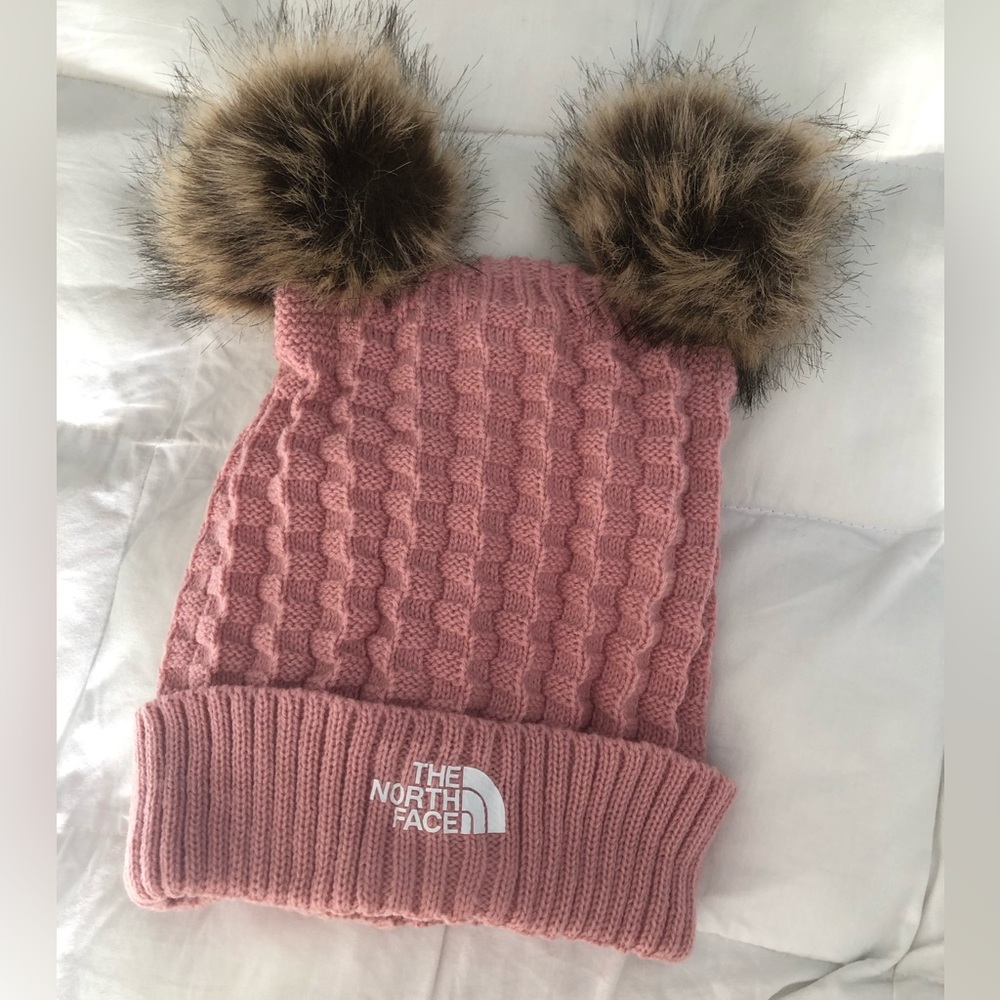 The North Face women's winter hat with pompoms